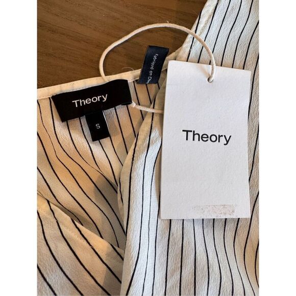 NWT Theory Pinstripe Fluid Asymmetrical Silk Top Size Small - Picture 7 of 7